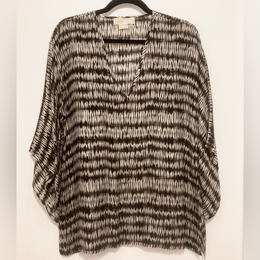 Michael by Michael Kors 100% Silk Brown & Cream Tunic Size Small / Petite